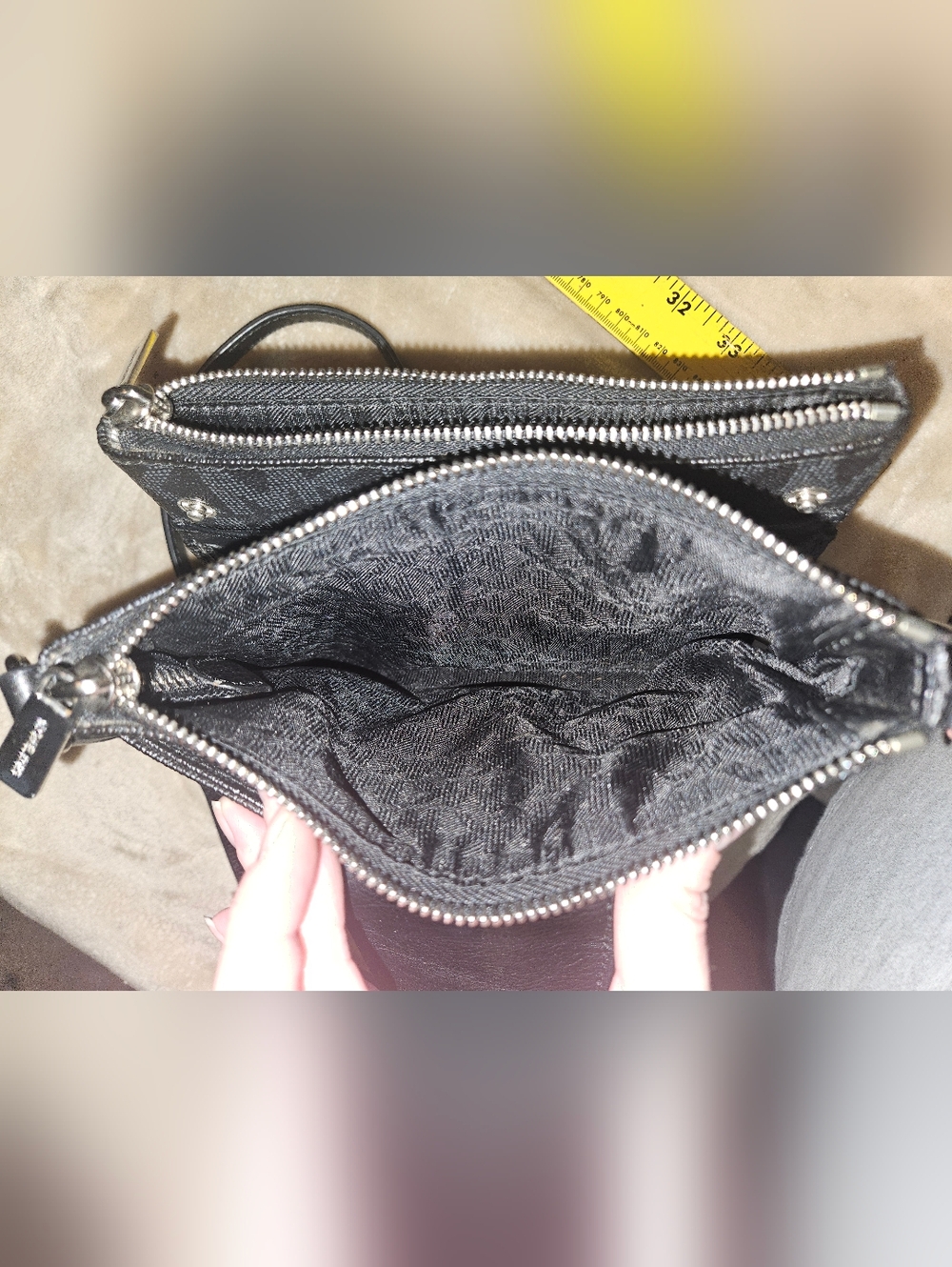 Small Michael Kors Black Leather Crossbody with Silver Logo Accent - Picture 7 of 16